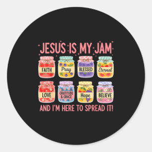 Jesus Is Mijn Jam En Ik Ben Hier Om Christelijk Ge Ronde Sticker