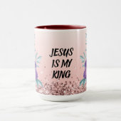 Jesus Is Mijn Koning - Tekst op maat bloemenmok Mok (Midden)