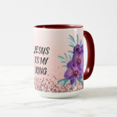 Jesus Is Mijn Koning - Tekst op maat bloemenmok Mok (Voorkant rechts)