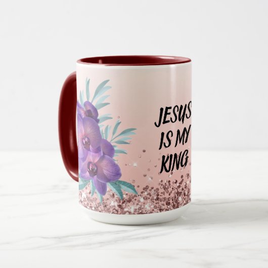 Jesus Is Mijn Koning - Tekst op maat bloemenmok Mok (Voorkant links)