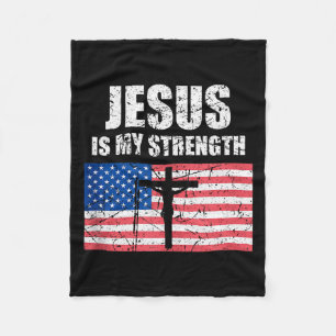Jesus Is Mijn Kracht Usa Vlag Christelijk Kruis Ku Fleece Deken