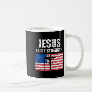 Jesus Is Mijn Kracht Usa Vlag Christelijk Kruis Ku Koffiemok