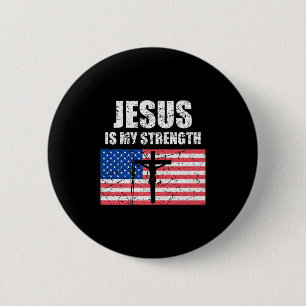 Jesus Is Mijn Kracht Usa Vlag Christelijk Kruis Ku Ronde Button 5,7 Cm