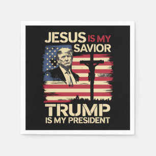 Jesus Is Mijn Redder Trump Is Mijn President Vlag Servet