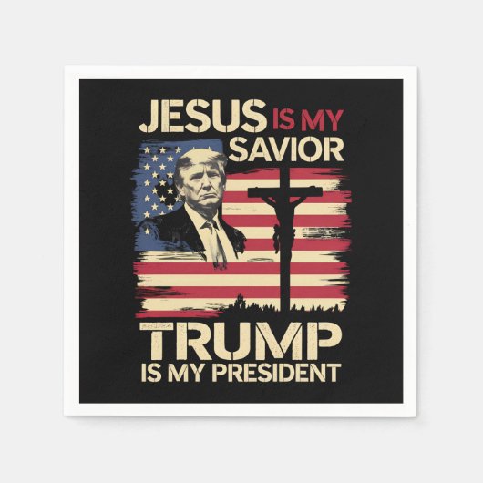 Jesus Is Mijn Redder Trump Is Mijn President Vlag  Servet (Voorkant)