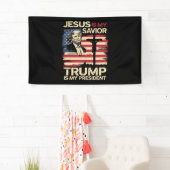 Jesus Is Mijn Redder Trump Is Mijn President Vlag  Spandoek (Insitu)