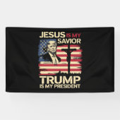 Jesus Is Mijn Redder Trump Is Mijn President Vlag  Spandoek (Horizontaal)
