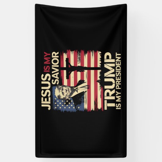 Jesus Is Mijn Redder Trump Is Mijn President Vlag  Spandoek (Verticaal)