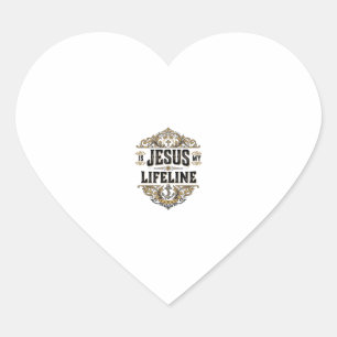 Jesus Is Mijn Reddingslijn Vintage Christelijk T-S Hart Sticker