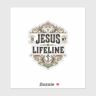 Jesus Is Mijn Reddingslijn Vintage Christelijk T-S Sticker