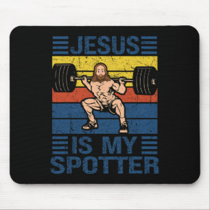 Jesus Is Mijn Spotter Christelijk Gym Workout Weig Muismat