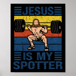 Jesus Is Mijn Spotter Christelijk Gym Workout Weig Poster