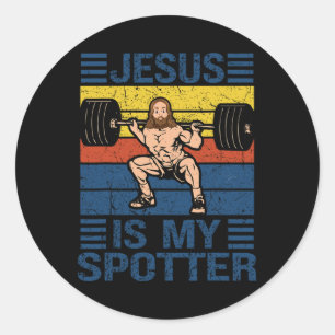 Jesus Is Mijn Spotter Christelijk Gym Workout Weig Ronde Sticker