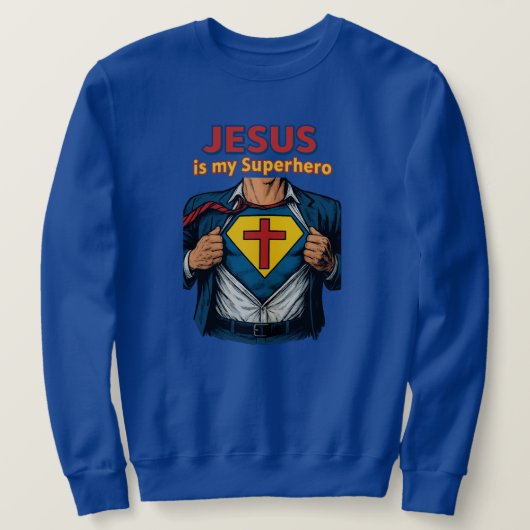 JESUS is mijn superheld - Christelijk Trui (Design voorkant)