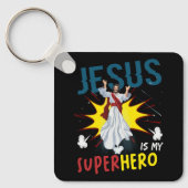 Jesus is mijn superheld Schattige krachtige Christ Sleutelhanger (Voorkant)