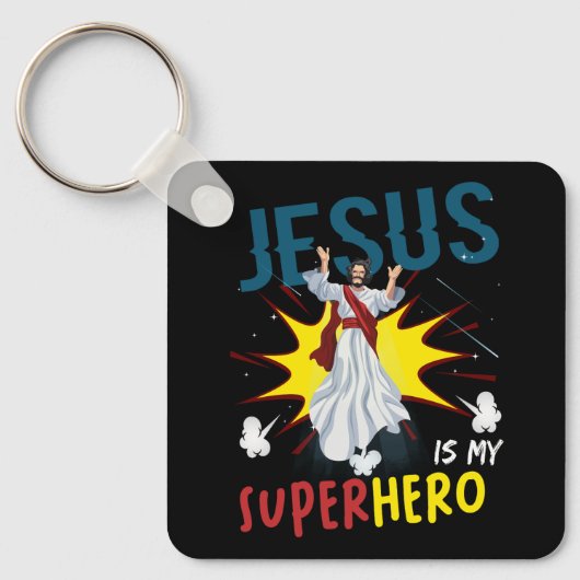 Jesus is mijn superheld Schattige krachtige Christ Sleutelhanger (Voorkant)