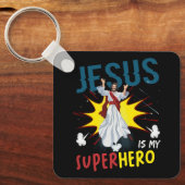 Jesus is mijn superheld Schattige krachtige Christ Sleutelhanger (Voorkant)