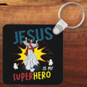 Jesus is mijn superheld Schattige krachtige Christ Sleutelhanger (Achterkant)