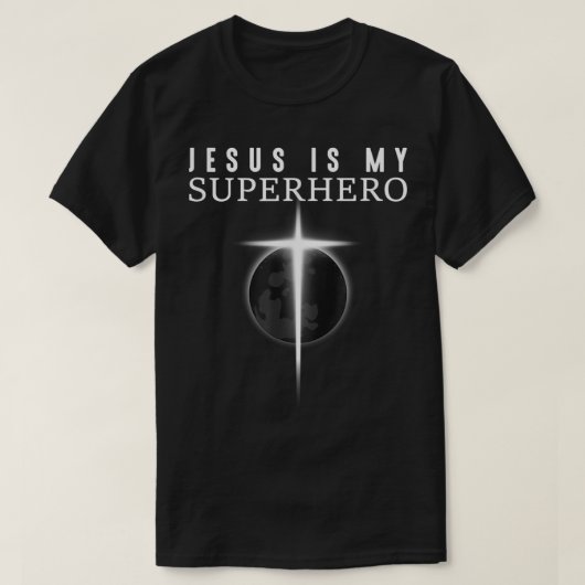 Jesús is mijn superhelden kruis ontwerp t-shirt (Design voorkant)