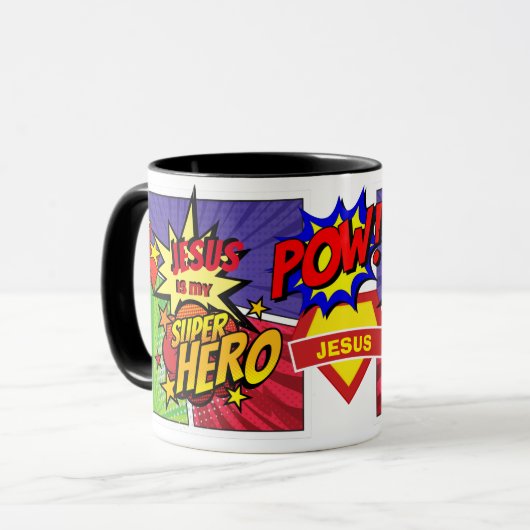 JESUS is mijn SUPERHERO-gepersonaliseerde COMIC HE Mok (Voorkant links)