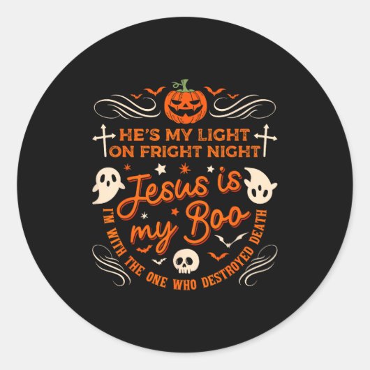 Jesus Is My Boo Christian Halloween Ghost Pumpkin Ronde Sticker (Voorkant)