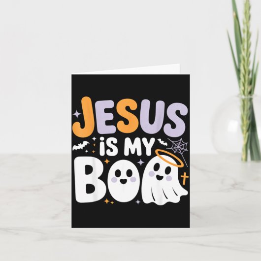 Jesus Is My Boo Cute Christian Halloween Ghost Fun Kaart (Voorkant)