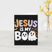 Jesus Is My Boo Cute Christian Halloween Ghost Fun Kaart (Gele Bloem)