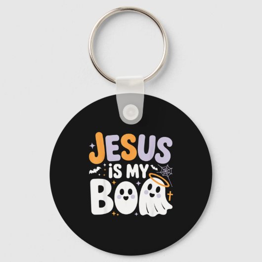 Jesus Is My Boo Cute Christian Halloween Ghost Fun Sleutelhanger (Voorkant)