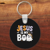 Jesus Is My Boo Cute Christian Halloween Ghost Fun Sleutelhanger (Voorkant)