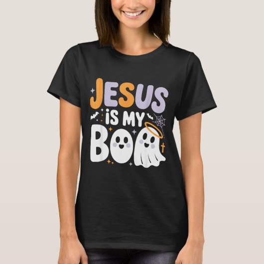Jesus Is My Boo Cute Christian Halloween Ghost Fun T-shirt (Voorkant)