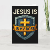 Jesus Is My Boss Christian Shield Superhero _4  Kaart (Voorkant)