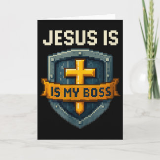Jesus Is My Boss Christian Shield Superhero _4  Kaart