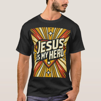 Jesus Is My Hero mannen superheld stripontwerp T-shirt