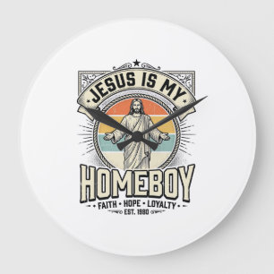 Jesus Is My Homeboy Vintage Religieus T-shirt Grote Klok