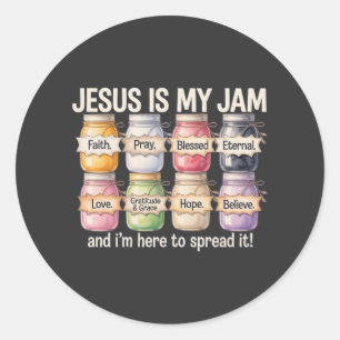 Jesus Is My Jam - T-shirt van geloof en fruitversp Ronde Sticker