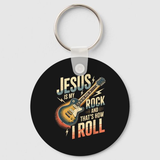 Jesus Is My Rock And That Is How I Roll Christian  Sleutelhanger (Voorkant)