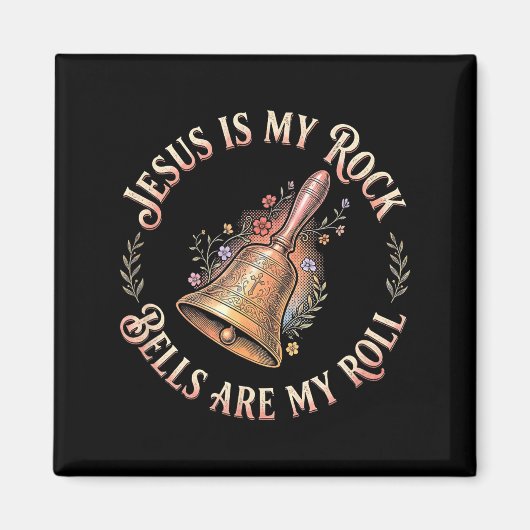Jesus Is My Rock Bells Are My Roll Funny Handbell  Magneet (Voorkant)