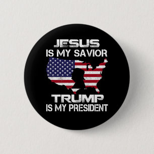 Jesus Is My Savior Trump Is My President Vote 2024 Ronde Button 5,7 Cm