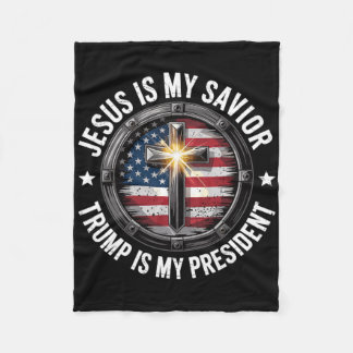 Jesus Is My Savior Trump Mijn President Christelij Fleece Deken