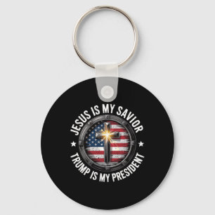 Jesus Is My Savior Trump Mijn President Christelij Sleutelhanger
