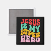 Jesus Is My Superheld - Christelijk Religieus Magneet (Voorkant / Achterkant)
