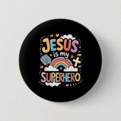 Jesus Is My Superhero Ronde Button 5,7 Cm (Voorkant)