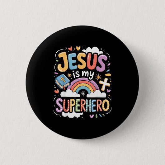 Jesus Is My Superhero  Ronde Button 5,7 Cm (Voorkant)