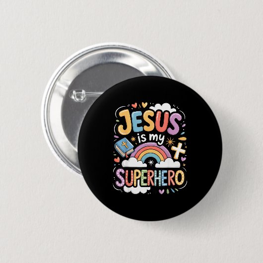 Jesus Is My Superhero Ronde Button 5,7 Cm (Voorkant /achterkant)