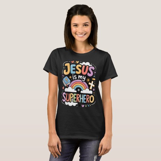 Jesus Is My Superhero  T-shirt (Voorkant volledig)
