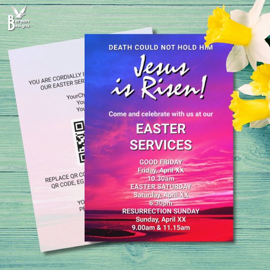 JESUS IS OPGEREZEN Aangepaste Pasen KERKDIENSTEN Kaart