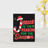 Jesus Is Reason For Season Christian Christmas Pjs Kaart (Gele Bloem)