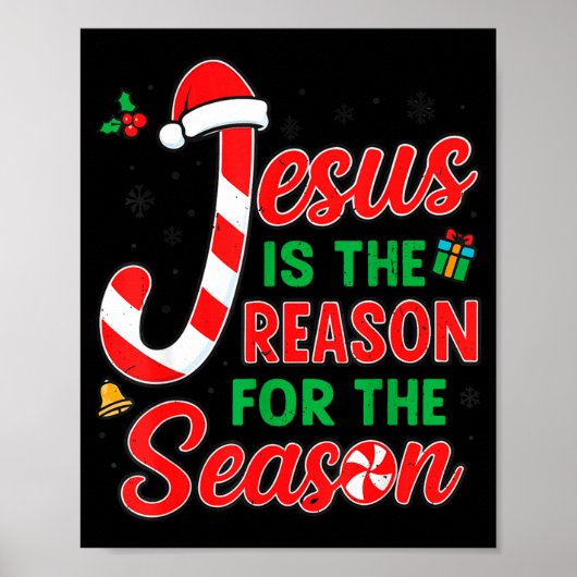 Jesus Is Reason For Season Christian Christmas Pjs Poster (Voorkant)