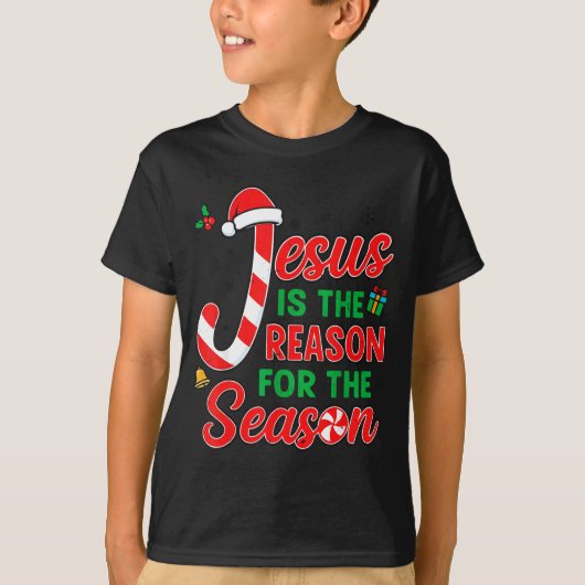 Jesus Is Reason For Season Christian Christmas Pjs T-shirt (Voorkant)