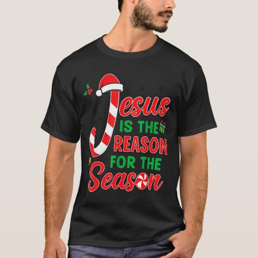Jesus Is Reason For Season Christian Christmas Pjs T-shirt (Voorkant)
